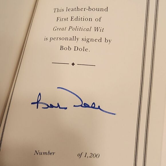 Great Political Wit by Bob Dole - Signed Autographed First Edition Leather-Bound - Picture 3 of 11